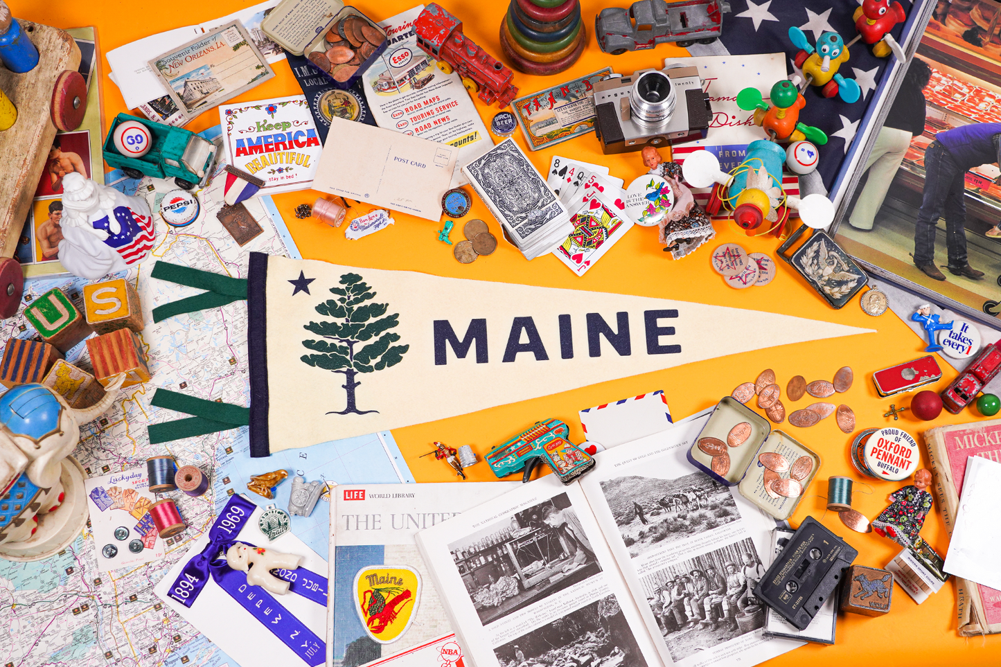Maine State Retro Wool Pennant