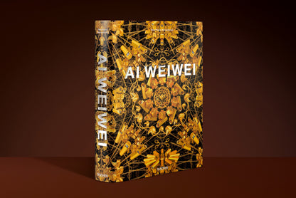 Book cover with gold patterns and 'Ai Weiwei' text on a dark background