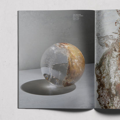 Rutilated Quartz Sphere detail page view-Arquivistas book by Tatiana Dorow, Dorow Collection. Published by Art & Anthropology Press. 