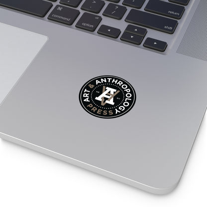 2" Art & Anthropology Press vinyl sticker example on a laptop for scale. 