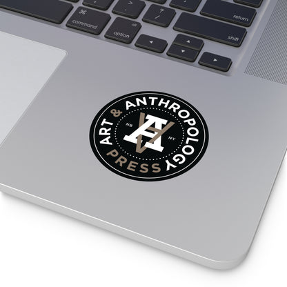 3" Art & Anthropology Press vinyl sticker example on a laptop for scale. 