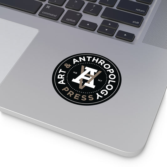 3" Art & Anthropology Press vinyl sticker example on a laptop for scale. 