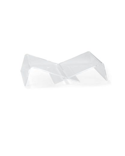 Modern lay flat bookstand clear acrylic on white background
