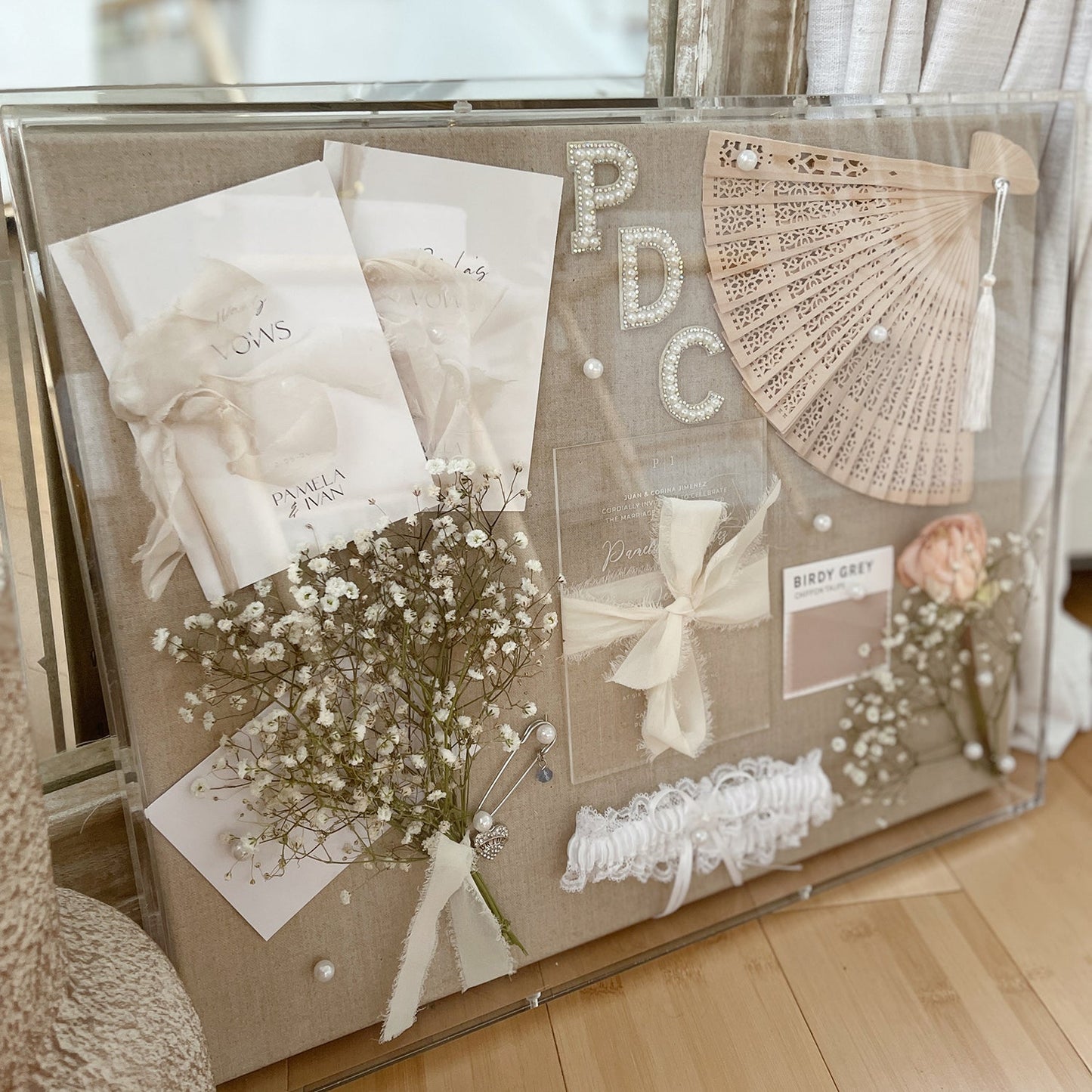 UV-grade Acrylic Shadowbox Linen Canvas Backing